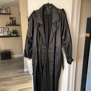 100% Real Leather Trench Coat